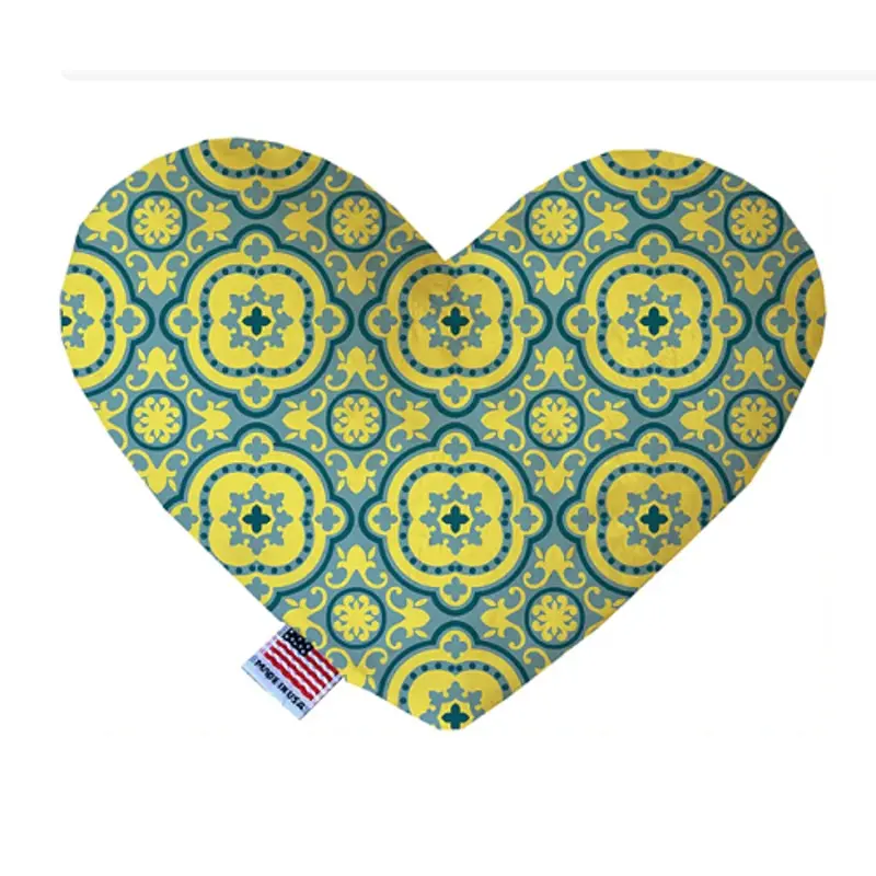 Blue And Yellow Moroccan Patterned Bone or Heart Dog Toy, More Sizes