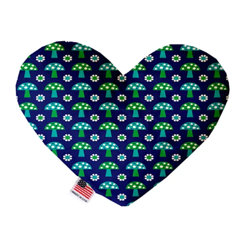 Blue Mushrooms Bone or Heart Dog Toy, More Sizes