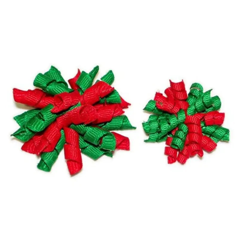 Dog Bows - Christmas Red & Green Whirlie Small