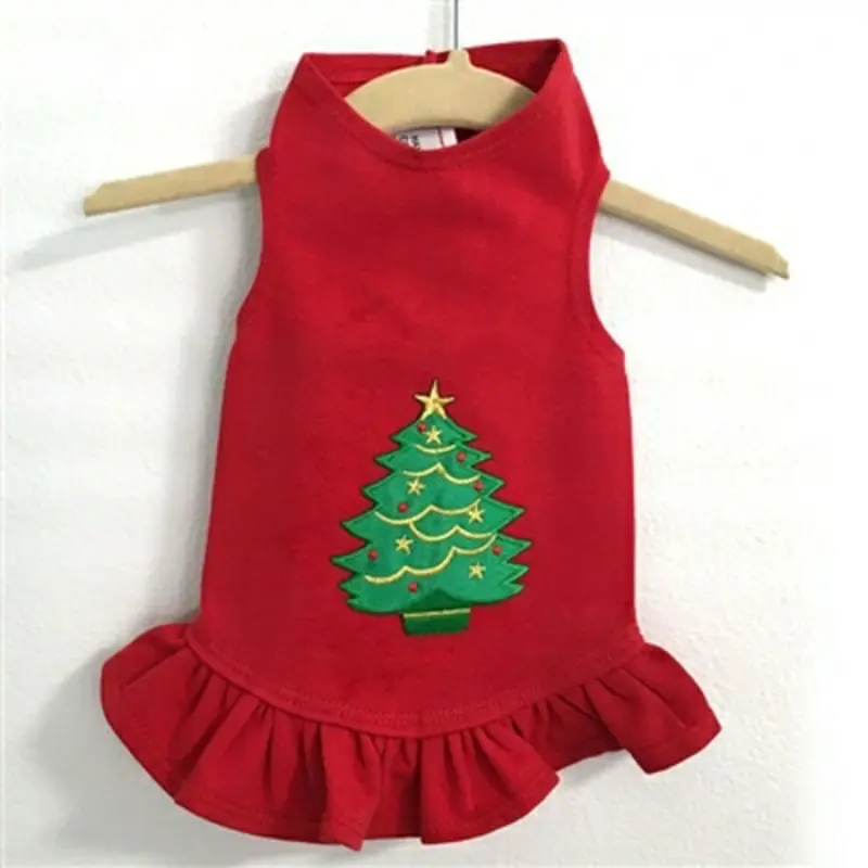 Christmas Tree Flounce Knit Dog Dress Teacup