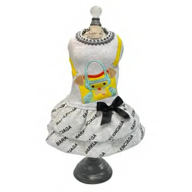 Designer Barklenciaga Yellow City Dog Dress XS