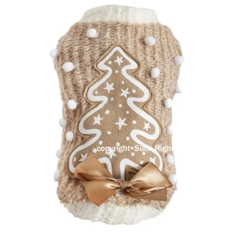 Designer Ginger Xmas Tree Dog Sweater XS