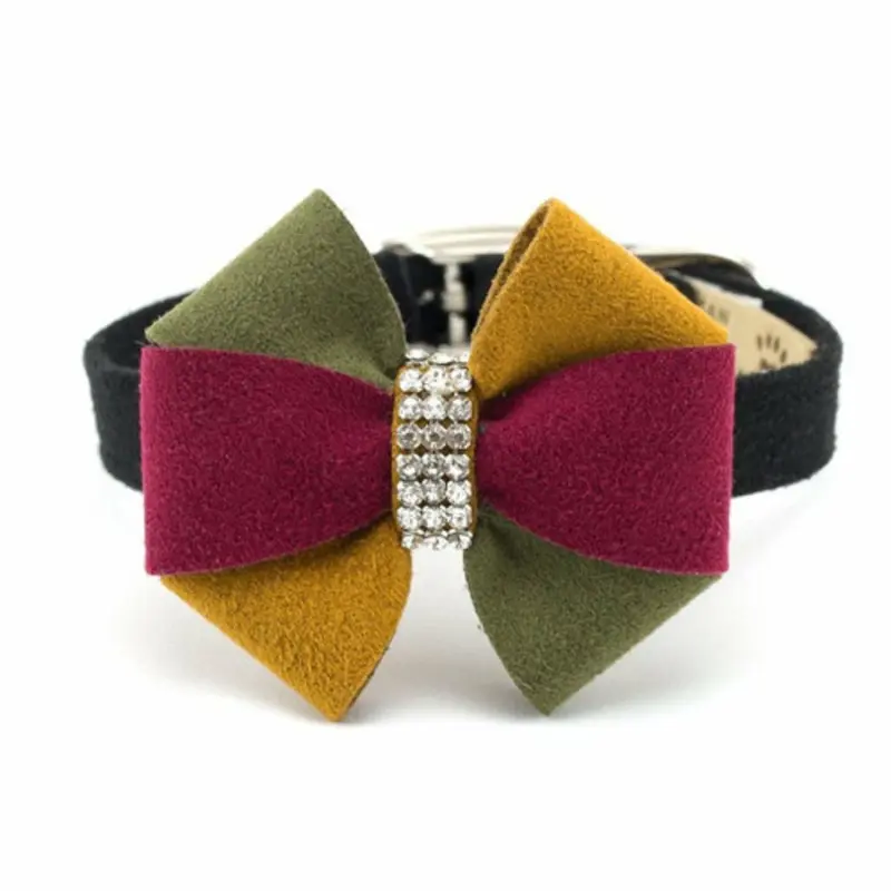 Autumn Bow Dog Collar & optional Leash Non Returnable - Ships in 12 -17 Business days