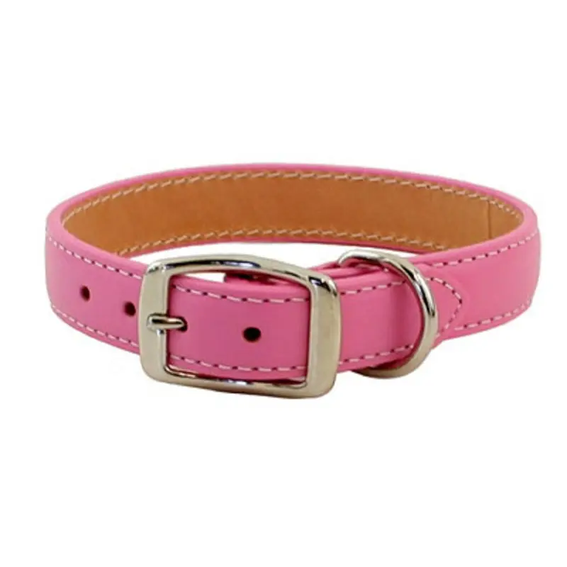 Dover Court Leather Dog Collar - Pink 1/2 x 10