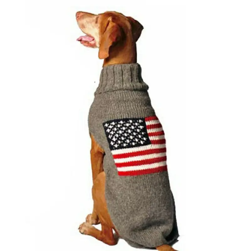 American Flag Hand Knit Dog Sweaters XXS