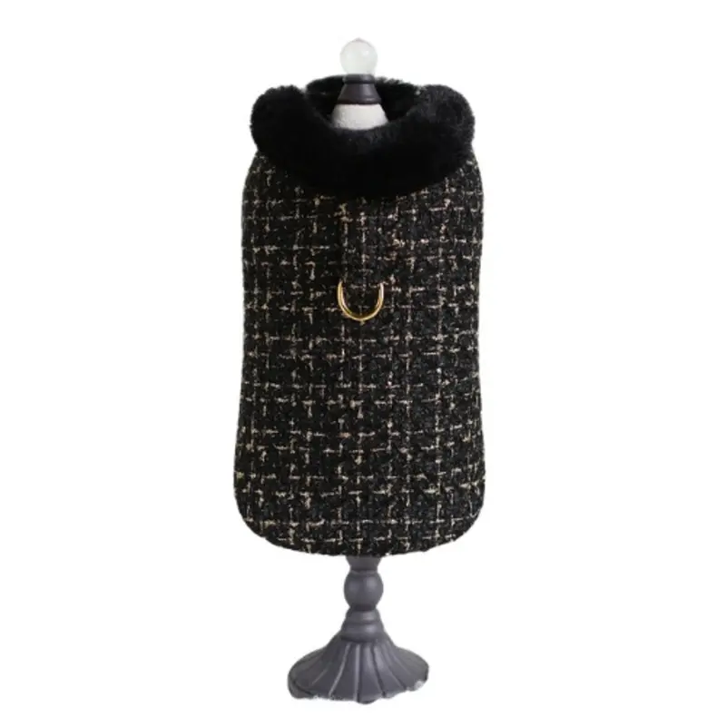 Chantel Tweed Dog Coat - Black XS