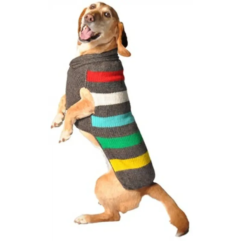 Charcoal Stripe Hand Knit Dog Sweaters XXS