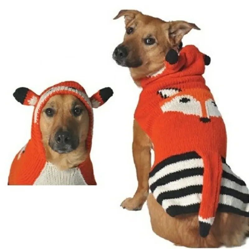 Foxy Hoodie Hand Knit Dog Sweaters XXS