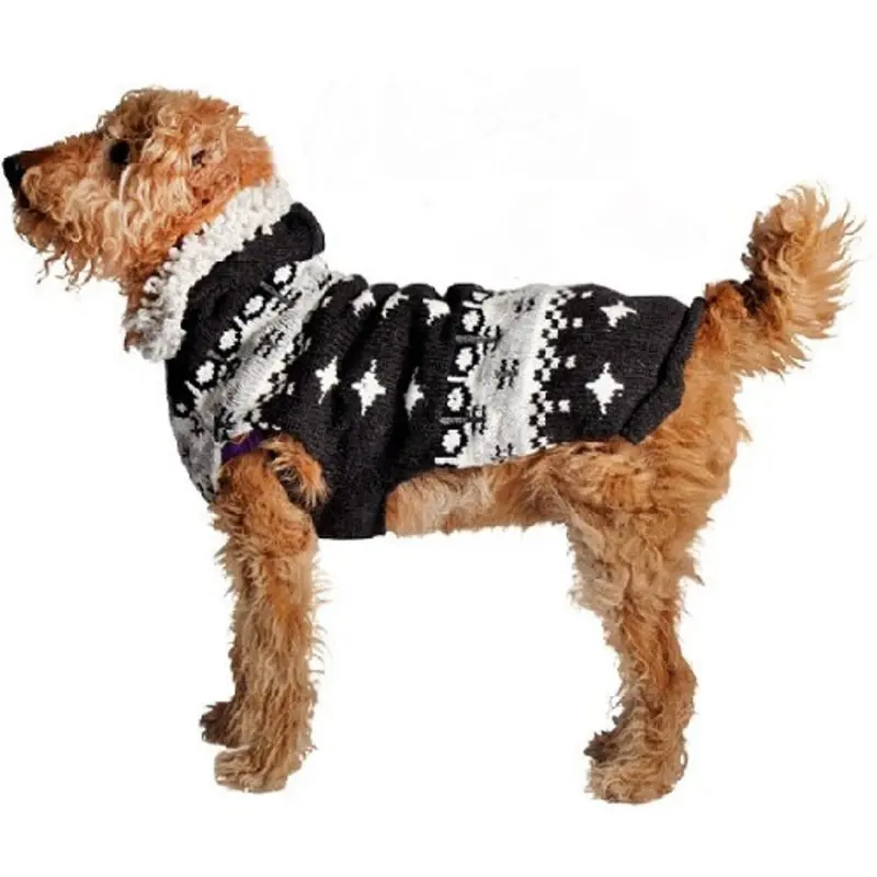Gray Parka Hoodie Knit Dog Sweaters XS