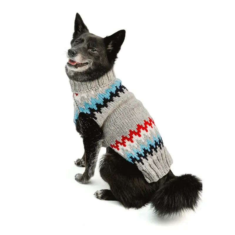 Grey Chevron Knit Dog Sweaters XXS