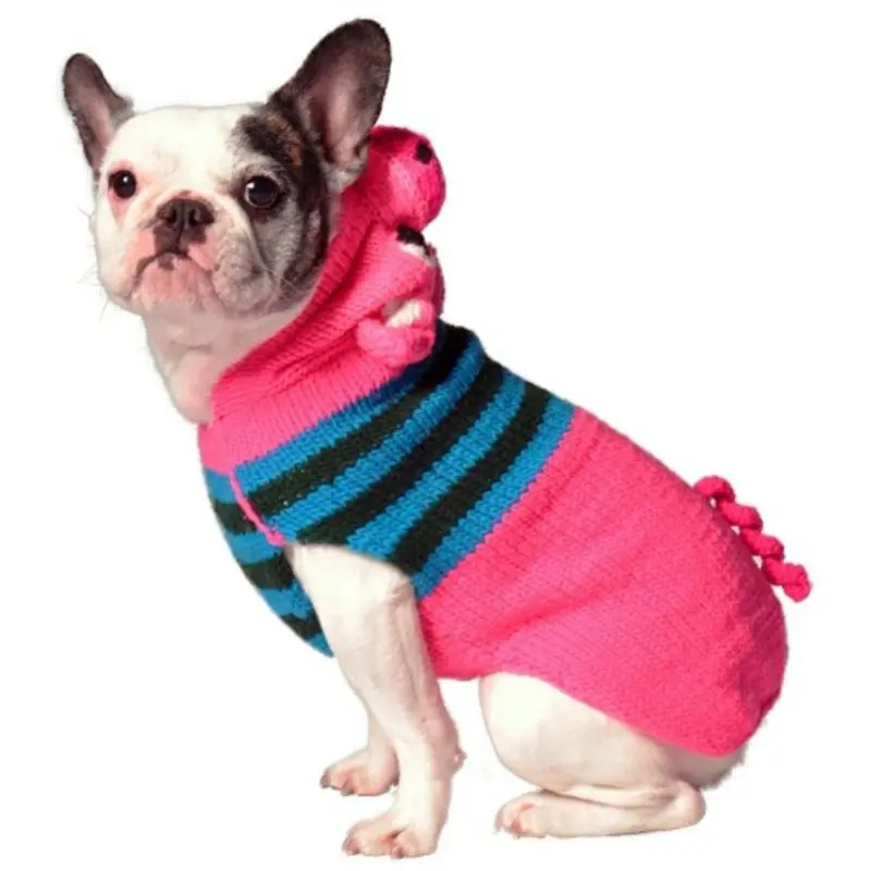 Pink Piggy Hand Knit Hoodie Dog Sweaters XXS