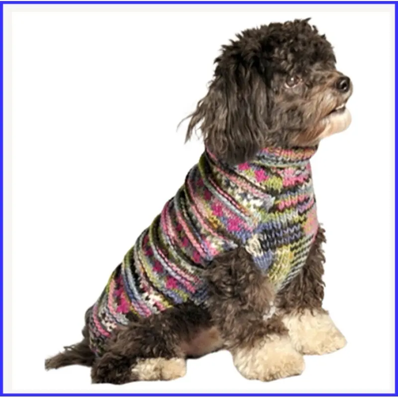 Purple WoodStock Cable Hand Knit Dog Sweaters XXS