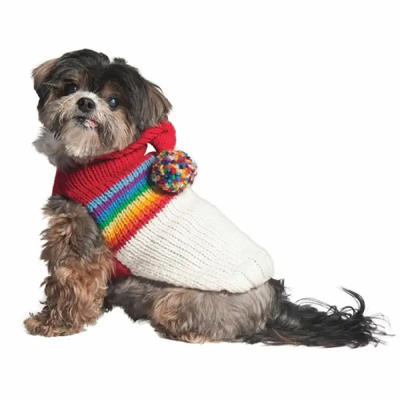 Vintage Ski Hand Knit Hoodie Dog Sweaters XXS