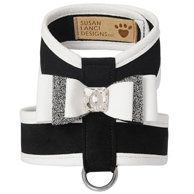 Black Crystal Stellar Really Big Bow Tinkie Harness with Trim and Tuxedo Bow