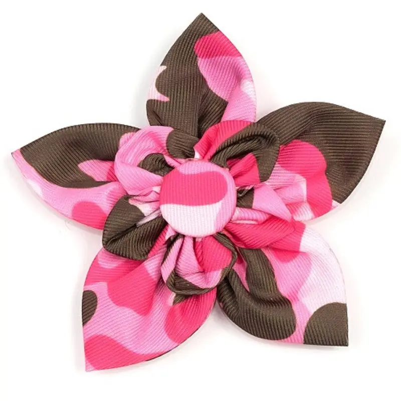 Camo Pink Pet Dog Collar Flower Small