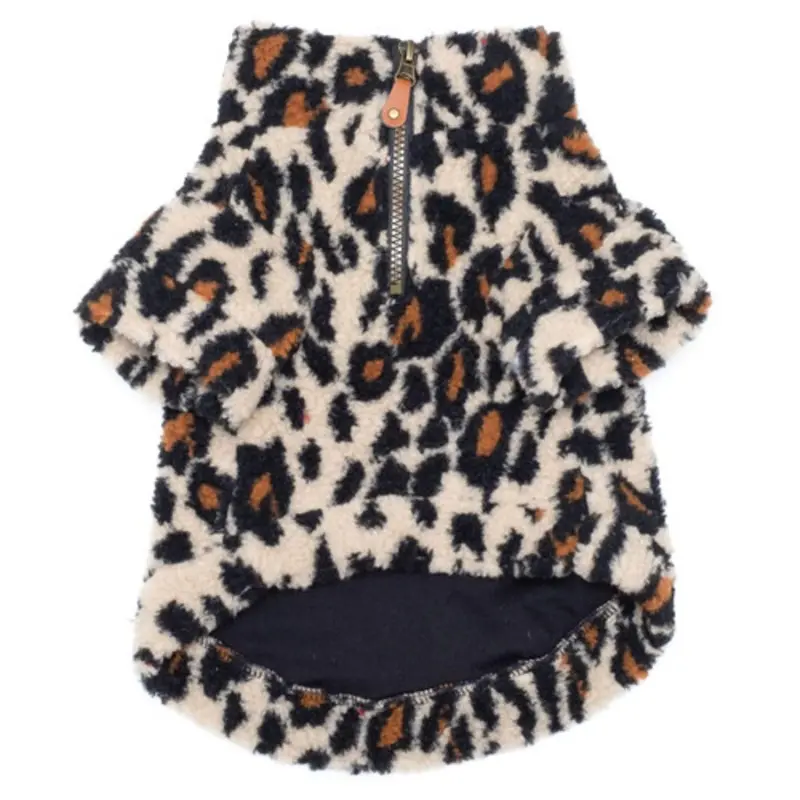 Leopard Sherpa Zip Dog Pullover