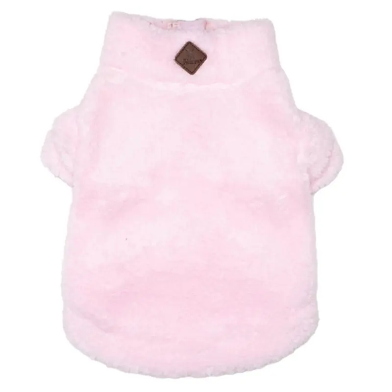 Solid Fleece 1/4 Zip Pullover Dog Sweater - Pink