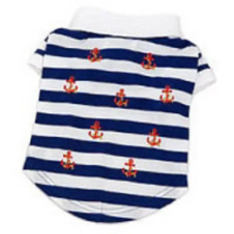 Navy Anchors Embroidered Polo Dog Shirts - Size 6 6