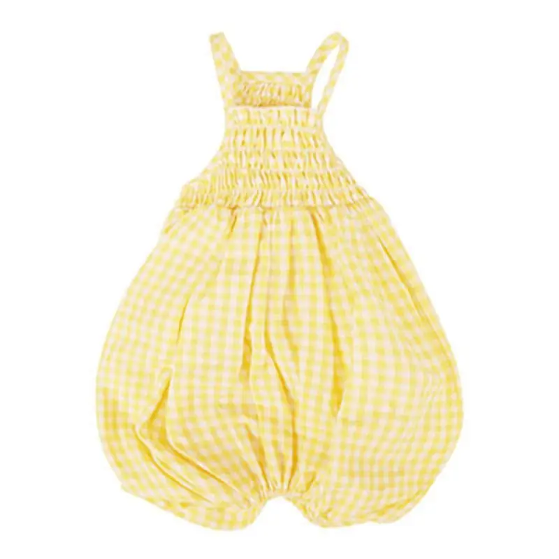 Yellow Bebe Check Sleeveless Dog Romper S