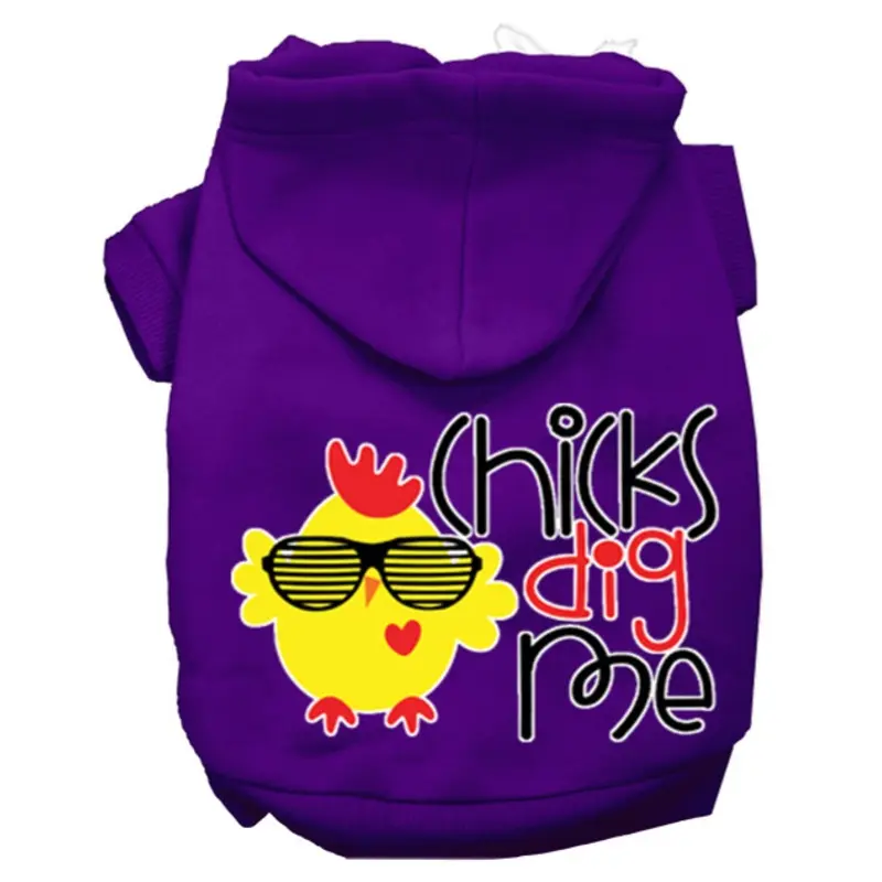 Chicks Dig Me Screen Print Dog Hoodie - Purple