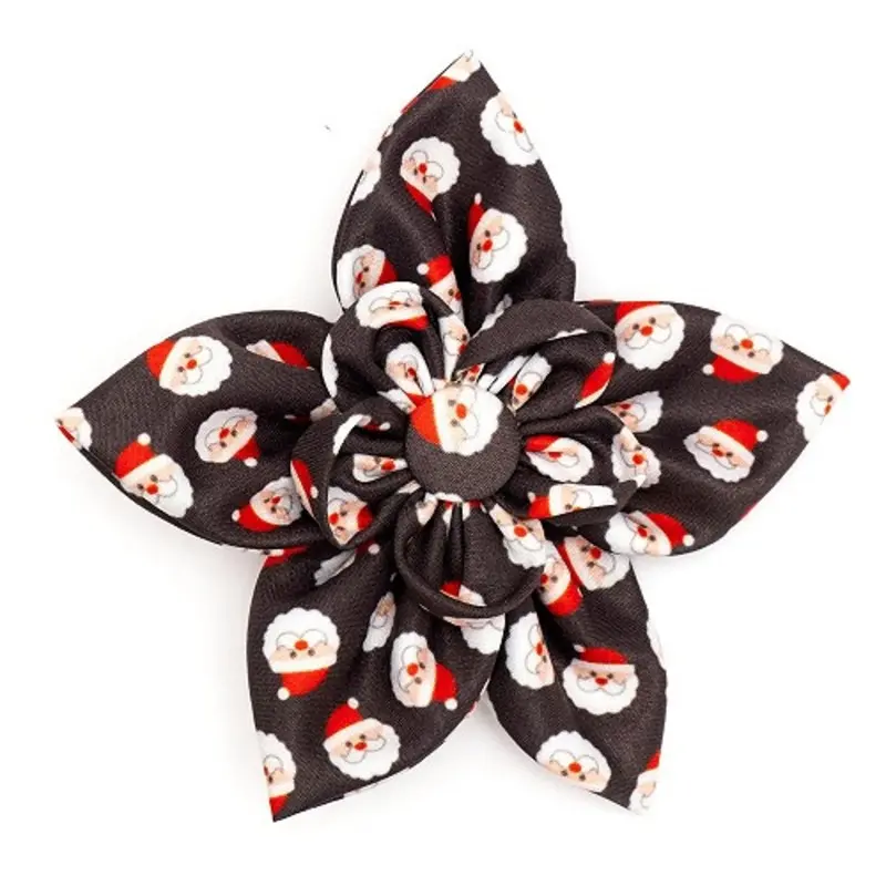 Santa Pet Dog Collar Flower Small