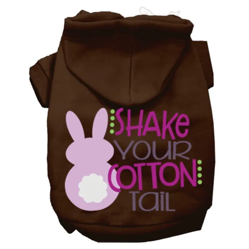 Shake Your Cotton Tail Screen Print Dog Hoodie - Brown