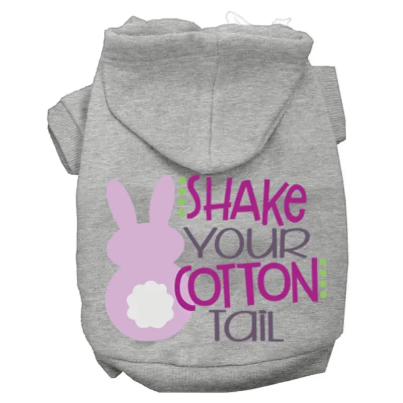Shake Your Cotton Tail Screen Print Dog Hoodie - Grey