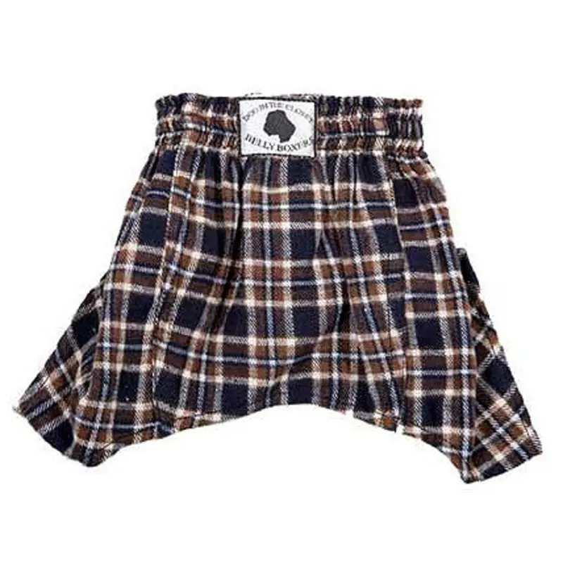 Dog Belly Boxer Shorts - Navy/Brown Flannel XS