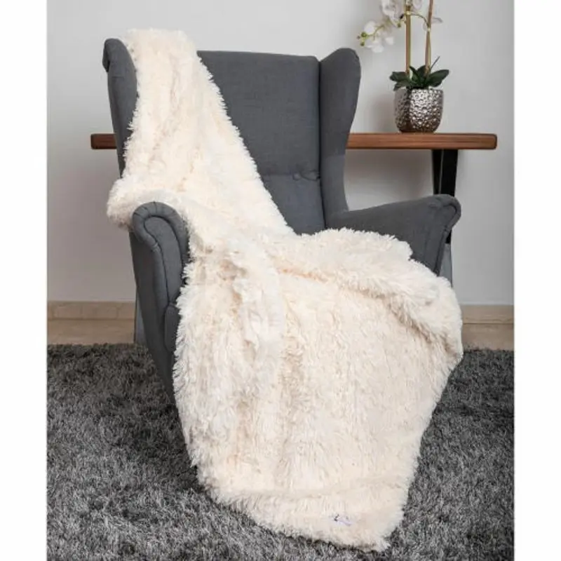 Designer Shag Pet Dog Throw Blanket - Cream