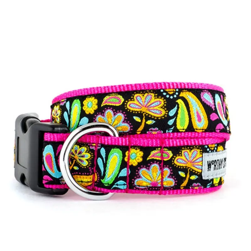Floral Paisley Pet Dog & Cat Collar & Optional Lead