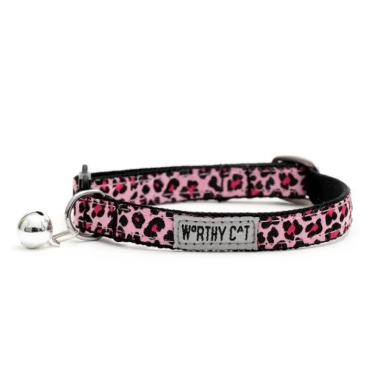 Pink Leopard Cat Collar One Size - 10"