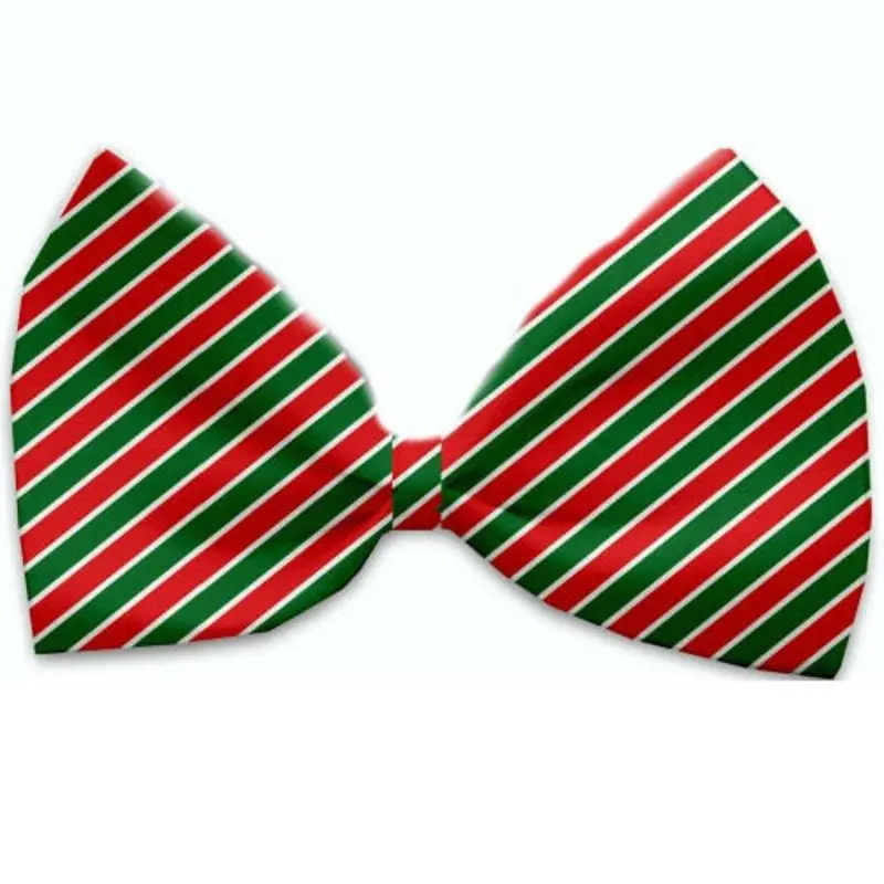 Christmas Stripe Pet Bow Tie Elastic - Necks 10 - 19 inches