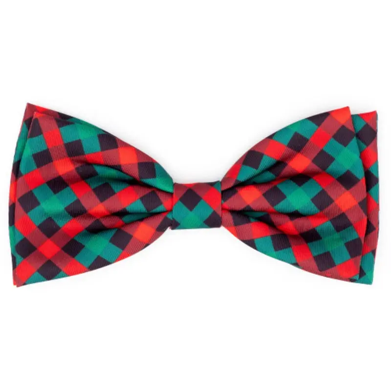 Holiday Check Dog Bow Tie Small