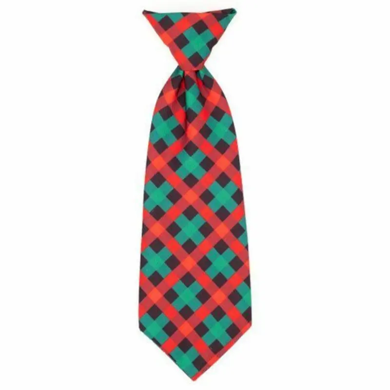 Holiday Check Pet Dog Neck Tie Small