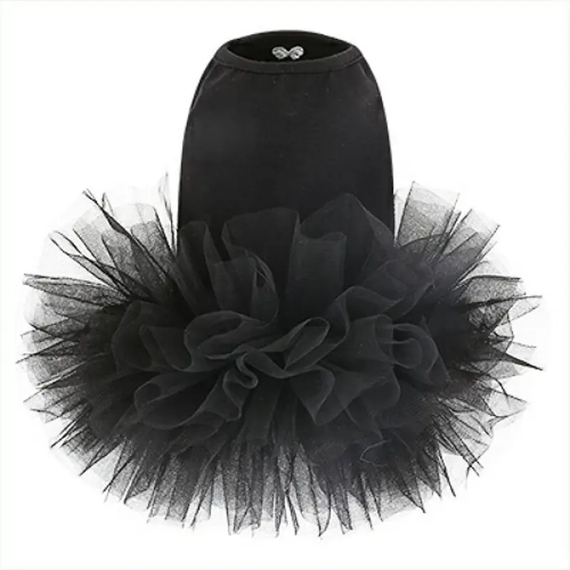 Puppy Angel Tutu Dog Dress - Black XS
