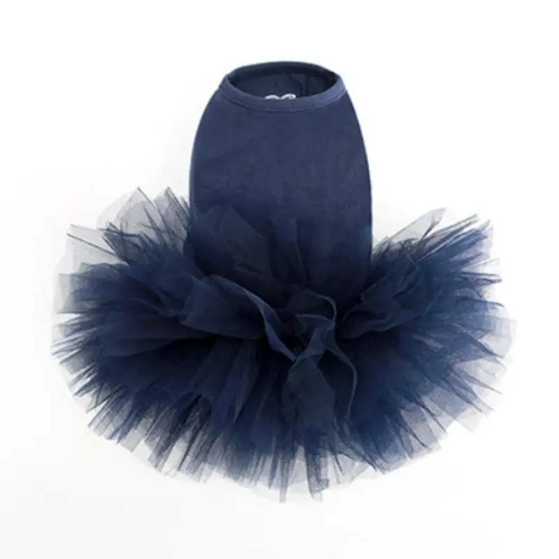 Puppy Angel Tutu Dog Dress - Navy Blue XS
