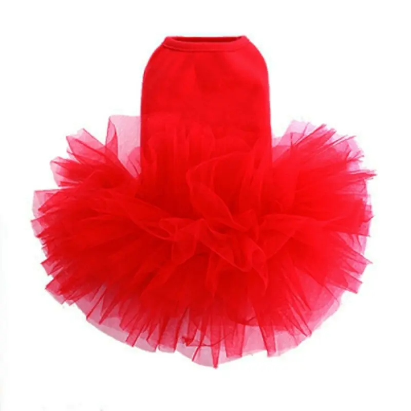Puppy Angel Tutu Dog Dress - Red XS