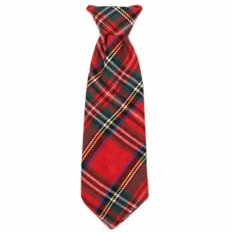 Red Plaid III Pet Dog Neck Tie Small