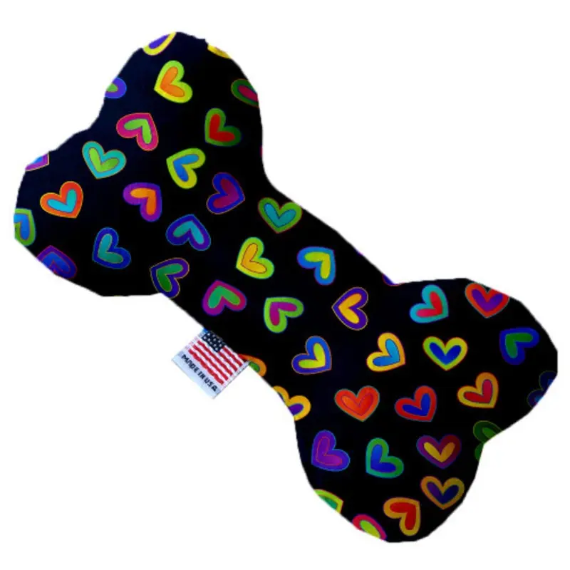 Bone Dog Toy - Bright Hearts, 3 Sizes 6" Plush