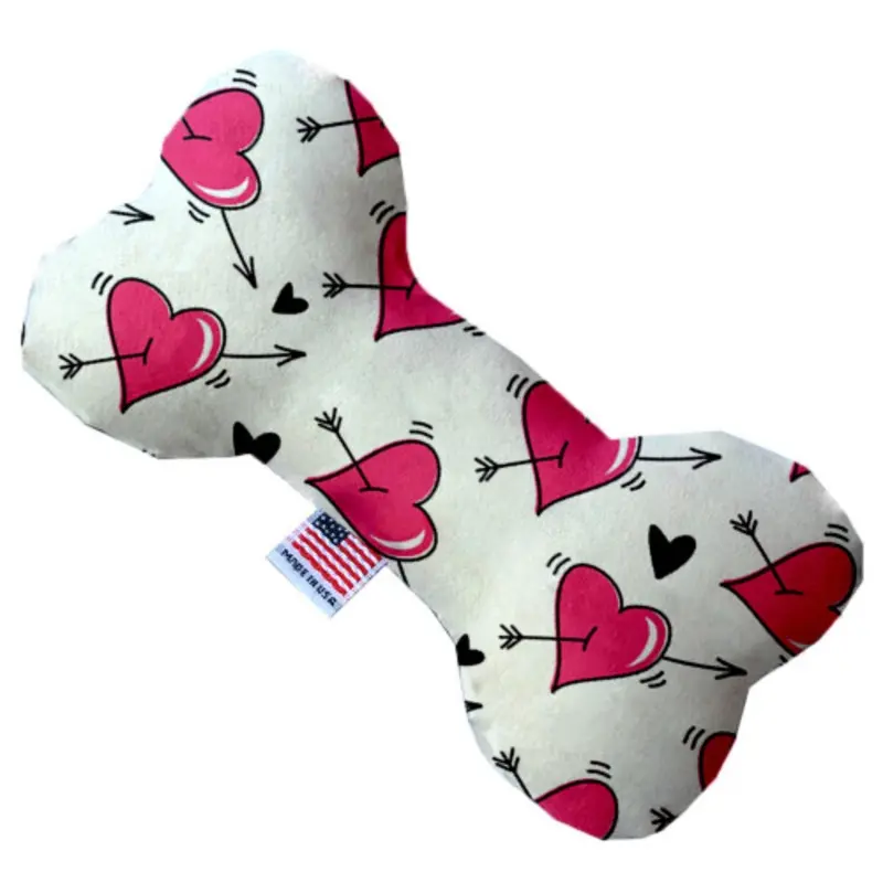 Bone Dog Toy -  Hearts and Arrows, 3 Sizes 6" Plush
