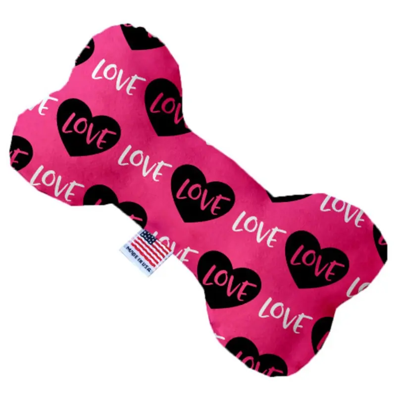 Bone Dog Toy - Pink Love, 3 Sizes 6" Plush