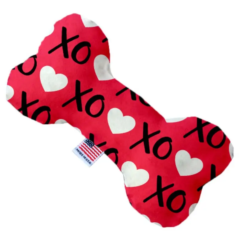 Bone Dog Toy - Red XOXO, 3 Sizes 6" Plush