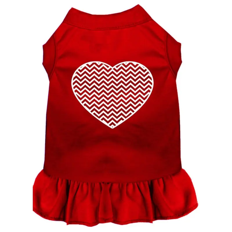 Chevron Heart Screen Print Dog Dress -More Colors