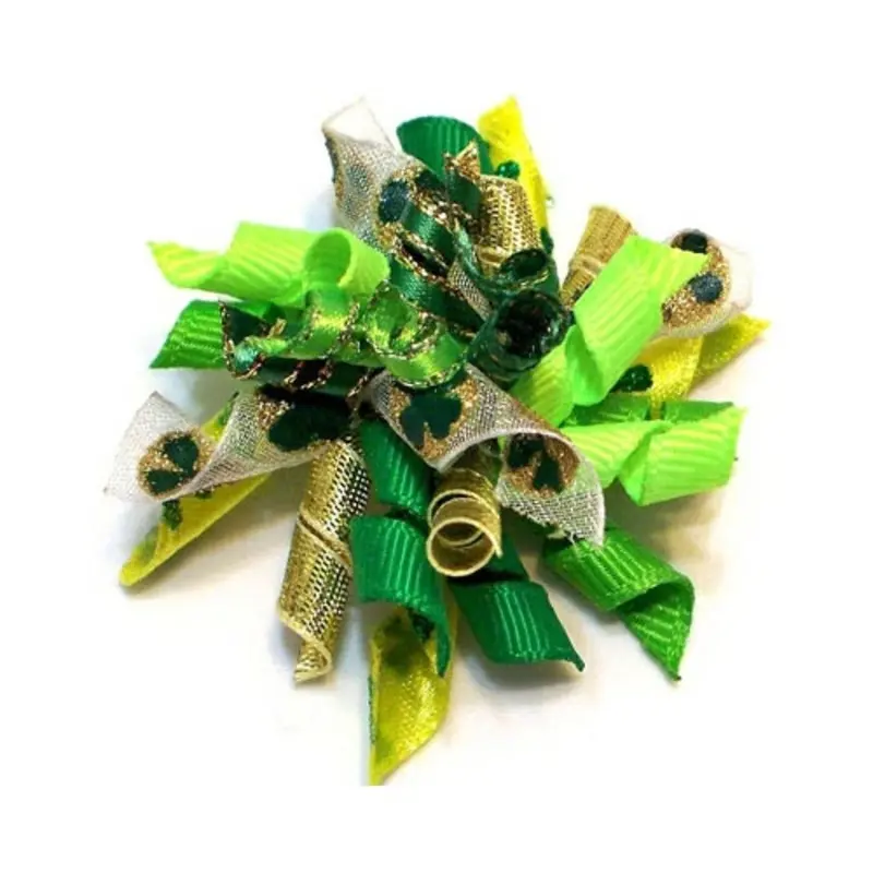 Dog Hair Bow Barrette - St. Patricks Pot Of Gold Alligator Clip