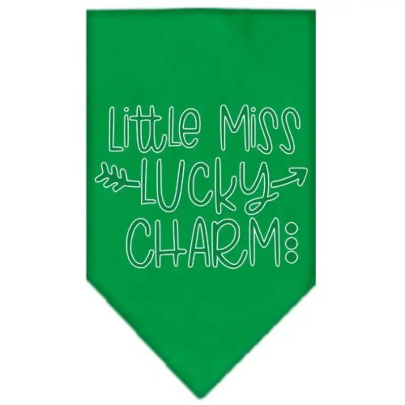 Miss Lucky Charm Screen Print Tie-on Pet Dog Bandana Small  - 14" x 14" square