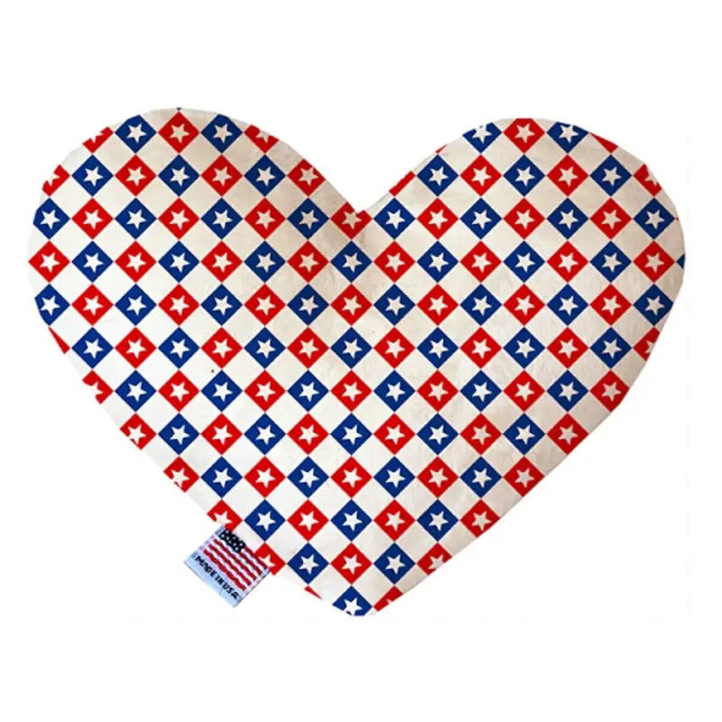 Patriotic Checkered Stars Bone or Heart Dog Toy, More Sizes