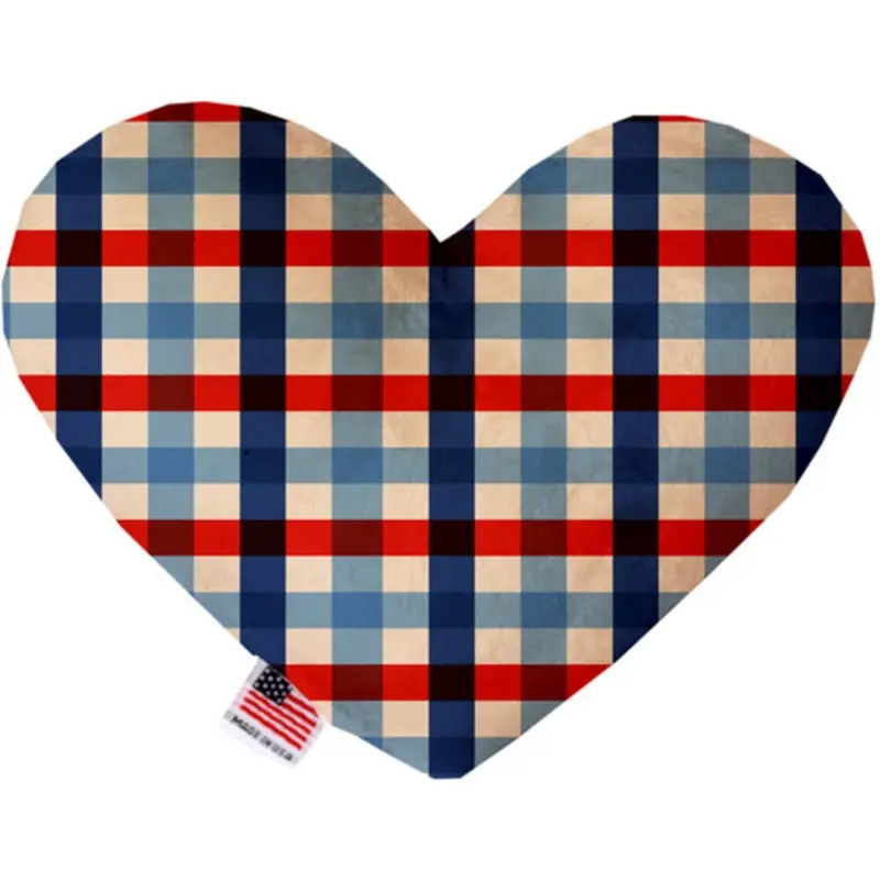 Patriotic Plaid Bone or Heart Dog Toy, More Sizes
