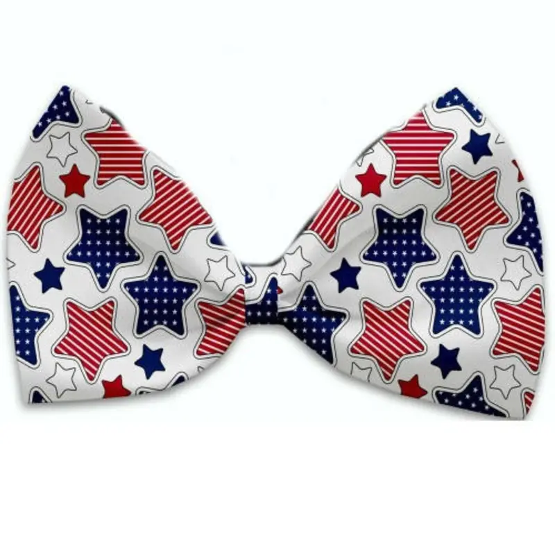 Patriotic Stars Pet Bow Tie Elastic - Necks 10 - 19 inches