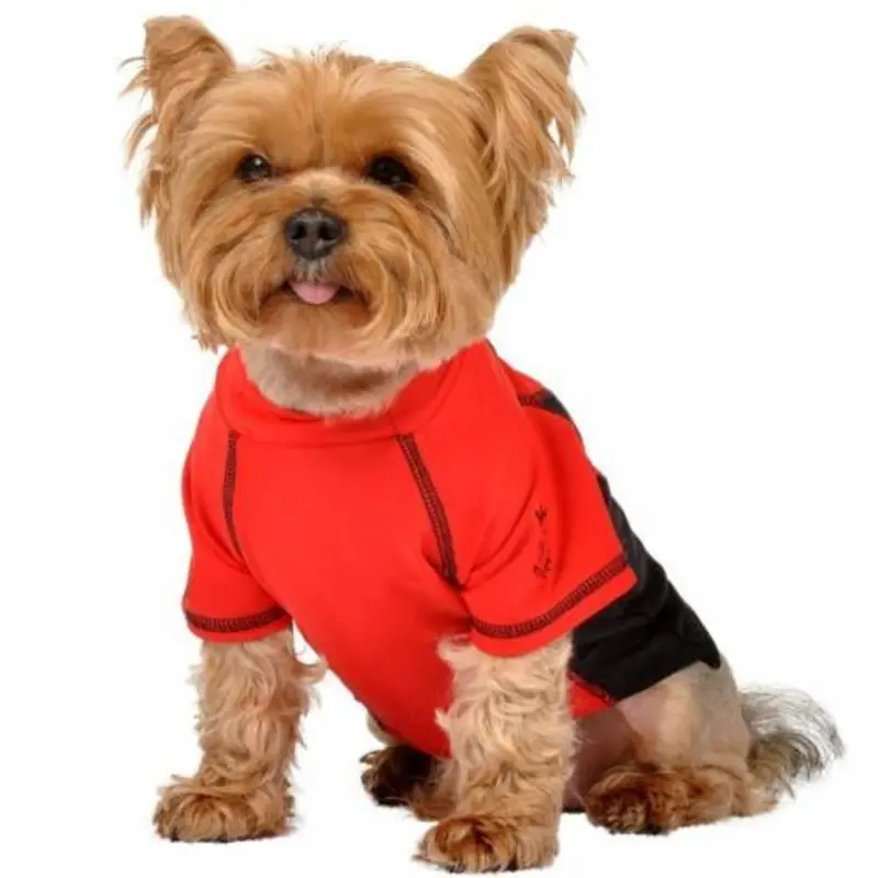 Red & Black Rash Guard Dog Shirt XS  - Sz 8