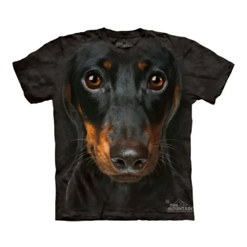 Black Dachshund Dog Face T-Shirt Small, Last One